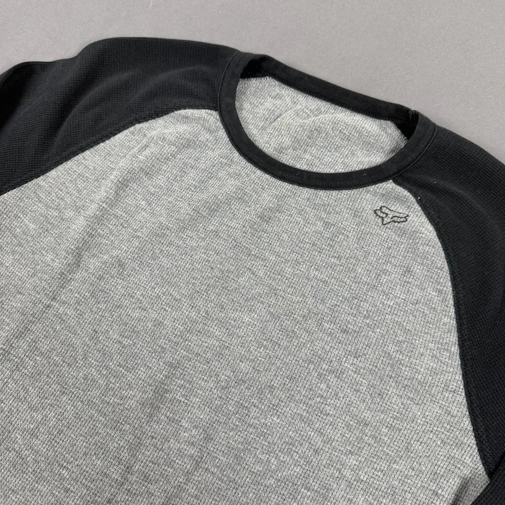 Fox Racing Small Grey and Black Long Sleeve Shirt‎ Casual Thermal Waffle